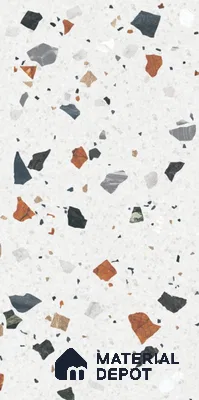 Terrazzo Floor & Wall Tile TL 10852 Luciana White 4 ft x 2 ft Carving Matte Finish Vitrified Tile - 9 mm | 5 Random Designs | Suitable for Living Room, Bedroom & Kitchen