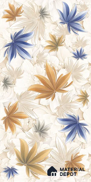 Floral Wall Tile TL 12272 Artfino Flower 4 ft x 2 ft Sugar + (Glossy Granula/Glue) Finish Vitrified Tile - 9 mm | Suitable for Bathroom, Accent/Feature Wall, Dining Area