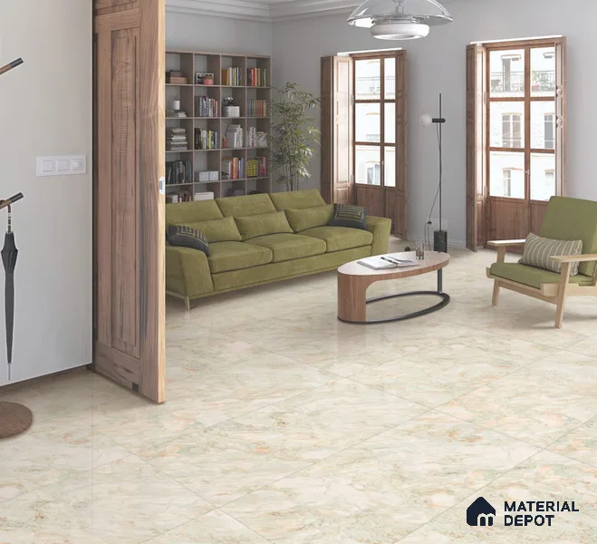 Marble Floor & Wall Tile TL 10859 B Miller Natural 4 ft x 2 ft Glossy Finish Vitrified Tile - 9 mm | 4 Random Designs | Suitable for Living Room, Bedroom & Kitchen