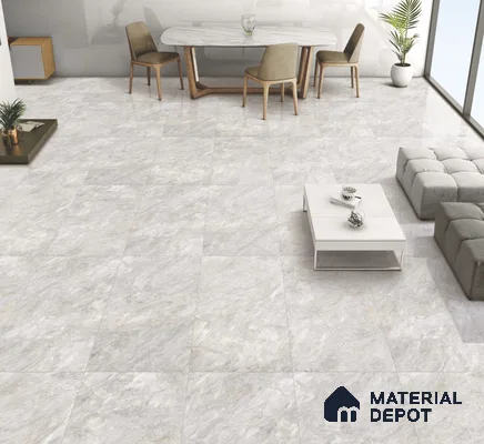 Marble Floor & Wall Tile TL 10859 Miller Grey 4 ft x 2 ft Glossy Finish Vitrified Tile - 9 mm | 4 Random Designs | Suitable for Living Room, Bedroom & Kitchen