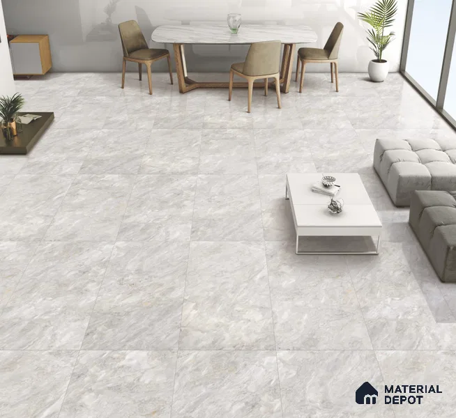 Marble Floor & Wall Tile TL 10859 Miller Grey 4 ft x 2 ft Glossy Finish Vitrified Tile - 9 mm | 4 Random Designs | Suitable for Living Room, Bedroom & Kitchen