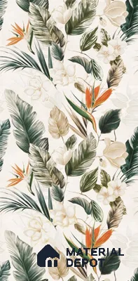 Floral Wall Tile TL 12006 B Botanical Decor-4 4 ft x 2 ft Carving Matte Finish Vitrified Tile - 9 mm | Suitable for Bathroom, Accent/Feature Wall, Dining Area