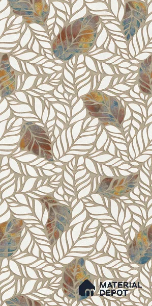 Floral Wall Tile TL 12237 Fallon Leaves Decore 4 ft x 2 ft Shapecer Mist Finish Vitrified Tile - 9 mm | Suitable for Bathroom, Accent/Feature Wall, Dining Area