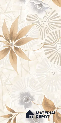 Floral Wall Tile TL 12296 Richardo Beige Decore 4 ft x 2 ft Pearl Carving Finish Vitrified Tile - 9 mm | 4 Random Designs | Suitable for Bathroom, Accent/Feature Wall, Dining Area