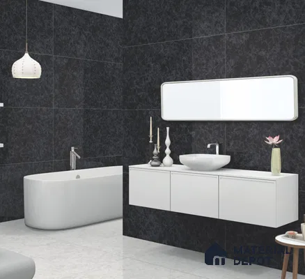Marble Floor & Wall Tile TL 10855 C Bravit Nero 4 ft x 2 ft High Gloss Finish Vitrified Tile - 9 mm | 6 Random Designs | Suitable for Living Room, Bedroom & Kitchen