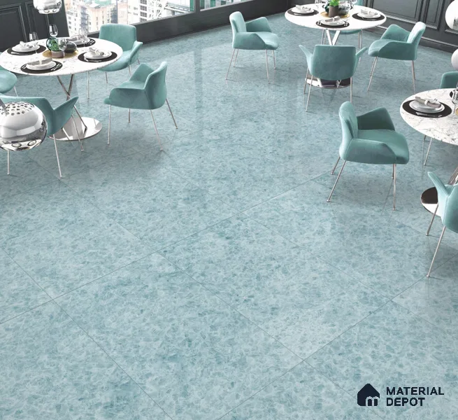 Marble Floor & Wall Tile TL 10855 B Bravit Teal 4 ft x 2 ft Glossy Finish Vitrified Tile - 9 mm | 6 Random Designs | Suitable for Living Room, Bedroom & Kitchen
