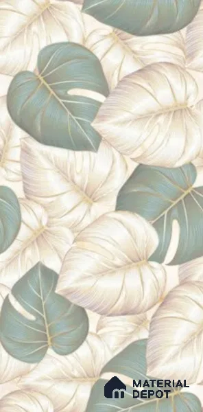 Tropical Wall Tile TL 11976 Verona Gold Leaf Decor 4 ft x 2 ft Glossy Finish Vitrified Tile - 9 mm | Suitable for Bathroom, Accent/Feature Wall, Dining Area