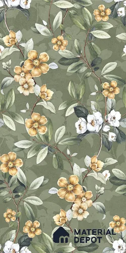 Floral Wall Tile TL 11972 L Roxy Leaf Decore 4 ft x 2 ft Granulla Finish Vitrified Tile - 9 mm | Suitable for Bathroom, Accent/Feature Wall, Dining Area