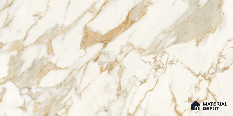 Marble Floor & Wall Tile TL 10850 B Antique Calcatta Gold 4 ft x 2 ft Glossy Finish Vitrified Tile - 9 mm | 7 Random Designs | Suitable for Living Room, Bedroom & Kitchen