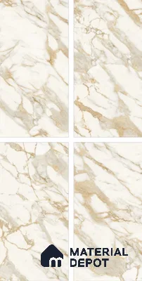 Marble Floor & Wall Tile TL 10850 B Antique Calcatta Gold 4 ft x 2 ft Glossy Finish Vitrified Tile - 9 mm | 7 Random Designs | Suitable for Living Room, Bedroom & Kitchen