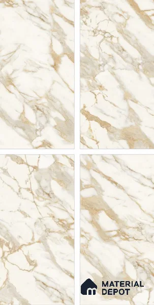 Marble Floor & Wall Tile TL 10850 B Antique Calcatta Gold 4 ft x 2 ft Glossy Finish Vitrified Tile - 9 mm | 7 Random Designs | Suitable for Living Room, Bedroom & Kitchen
