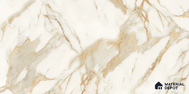 Marble Floor & Wall Tile TL 10850 B Antique Calcatta Gold 4 ft x 2 ft Glossy Finish Vitrified Tile - 9 mm | 7 Random Designs | Suitable for Living Room, Bedroom & Kitchen