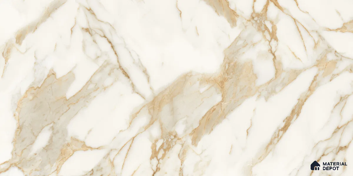 Marble Floor & Wall Tile TL 10850 B Antique Calcatta Gold 4 ft x 2 ft Glossy Finish Vitrified Tile - 9 mm | 7 Random Designs | Suitable for Living Room, Bedroom & Kitchen