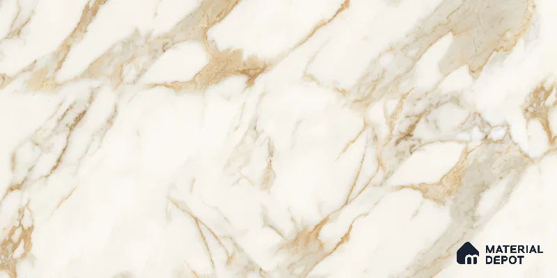 Marble Floor & Wall Tile TL 10850 B Antique Calcatta Gold 4 ft x 2 ft Glossy Finish Vitrified Tile - 9 mm | 7 Random Designs | Suitable for Living Room, Bedroom & Kitchen