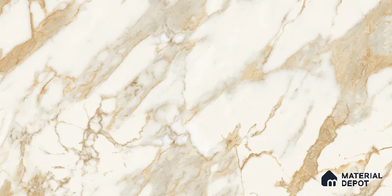 Marble Floor & Wall Tile TL 10850 B Antique Calcatta Gold 4 ft x 2 ft Glossy Finish Vitrified Tile - 9 mm | 7 Random Designs | Suitable for Living Room, Bedroom & Kitchen