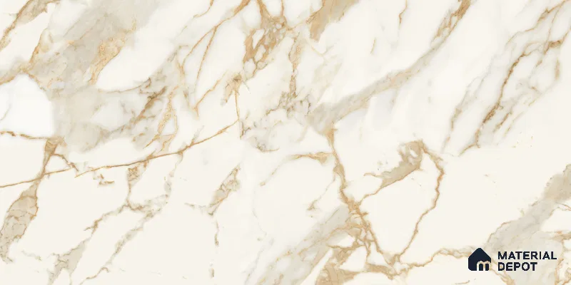 Marble Floor & Wall Tile TL 10850 B Antique Calcatta Gold 4 ft x 2 ft Glossy Finish Vitrified Tile - 9 mm | 7 Random Designs | Suitable for Living Room, Bedroom & Kitchen