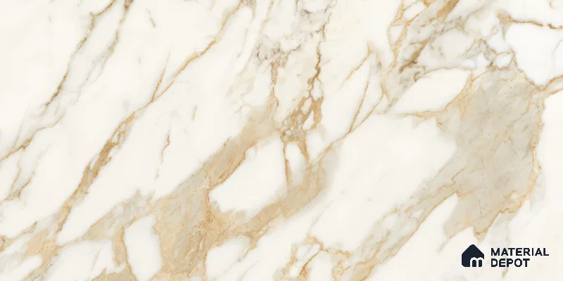 Marble Floor & Wall Tile TL 10850 B Antique Calcatta Gold 4 ft x 2 ft Glossy Finish Vitrified Tile - 9 mm | 7 Random Designs | Suitable for Living Room, Bedroom & Kitchen