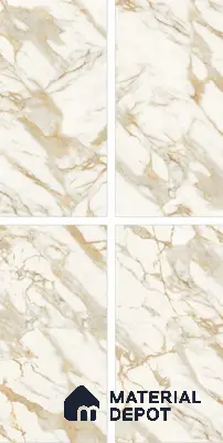 Marble Floor & Wall Tile TL 10850 Antique Calcatta Gold 4 ft x 2 ft Carving Matte Finish Vitrified Tile - 9 mm | 7 Random Designs | Suitable for Living Room, Bedroom & Kitchen