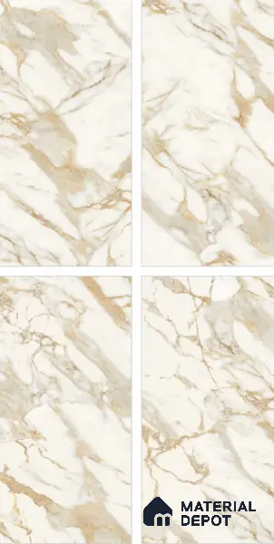 Marble Floor & Wall Tile TL 10850 Antique Calcatta Gold 4 ft x 2 ft Carving Matte Finish Vitrified Tile - 9 mm | 7 Random Designs | Suitable for Living Room, Bedroom & Kitchen