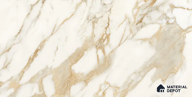 Marble Floor & Wall Tile TL 10850 Antique Calcatta Gold 4 ft x 2 ft Carving Matte Finish Vitrified Tile - 9 mm | 7 Random Designs | Suitable for Living Room, Bedroom & Kitchen