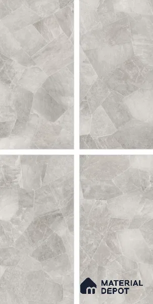 Marble Floor & Wall Tile TL 10861 Smokey Quartz Grey 4 ft x 2 ft Glossy Finish Vitrified Tile - 9 mm | 5 Random Designs | Suitable for Living Room, Bedroom & Kitchen