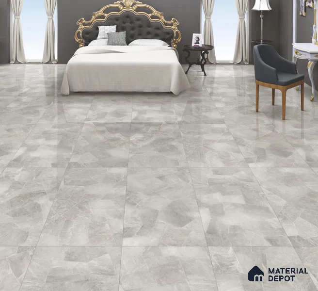 Marble Floor & Wall Tile TL 10861 Smokey Quartz Grey 4 ft x 2 ft Glossy Finish Vitrified Tile - 9 mm | 5 Random Designs | Suitable for Living Room, Bedroom & Kitchen