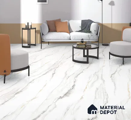 Endless Marble Floor & Wall Tile TL 10863 Cromac Bianco 4 ft x 2 ft Glossy Finish Vitrified Tile - 9 mm | 6 Random Designs | Suitable for Living Room, Bedroom & Kitchen