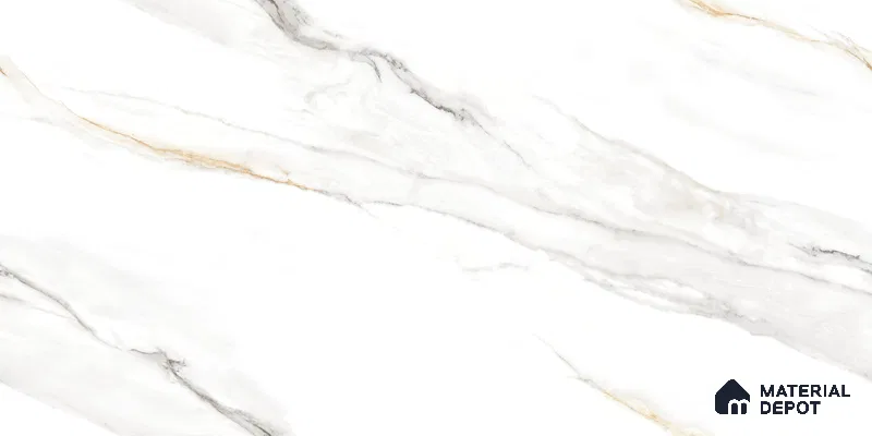 Endless Marble Floor & Wall Tile TL 10863 Cromac Bianco 4 ft x 2 ft Glossy Finish Vitrified Tile - 9 mm | 6 Random Designs | Suitable for Living Room, Bedroom & Kitchen