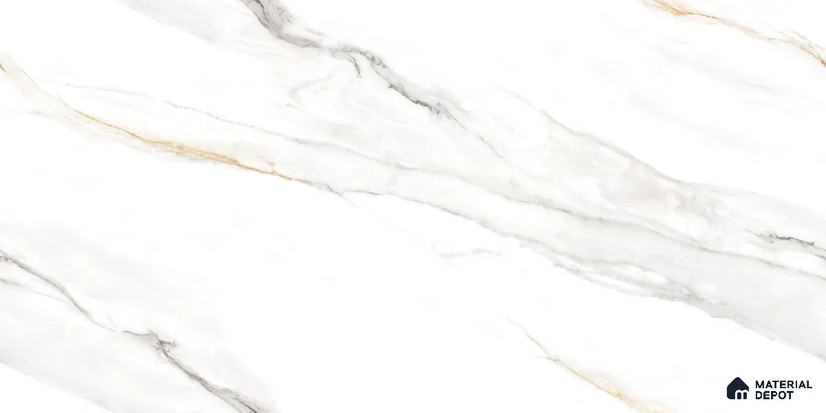 Endless Marble Floor & Wall Tile TL 10863 Cromac Bianco 4 ft x 2 ft Glossy Finish Vitrified Tile - 9 mm | 6 Random Designs | Suitable for Living Room, Bedroom & Kitchen