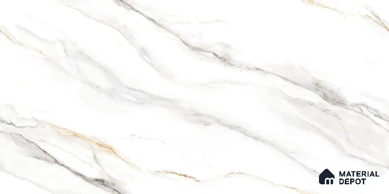 Endless Marble Floor & Wall Tile TL 10863 Cromac Bianco 4 ft x 2 ft Glossy Finish Vitrified Tile - 9 mm | 6 Random Designs | Suitable for Living Room, Bedroom & Kitchen
