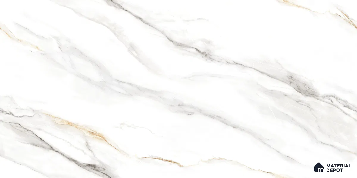 Endless Marble Floor & Wall Tile TL 10863 Cromac Bianco 4 ft x 2 ft Glossy Finish Vitrified Tile - 9 mm | 6 Random Designs | Suitable for Living Room, Bedroom & Kitchen