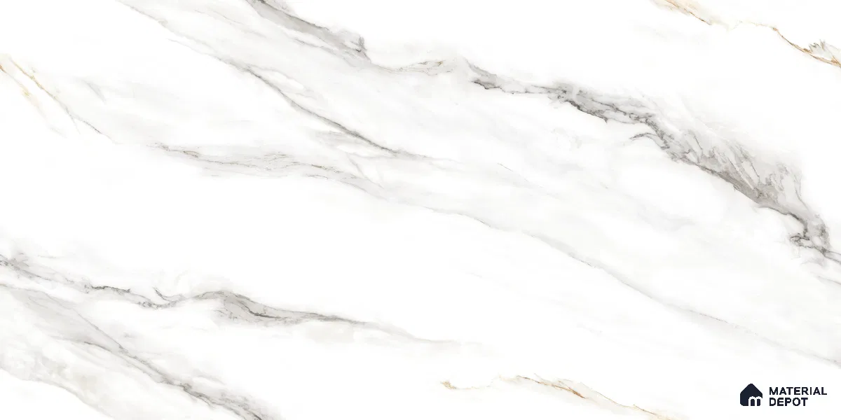 Endless Marble Floor & Wall Tile TL 10863 Cromac Bianco 4 ft x 2 ft Glossy Finish Vitrified Tile - 9 mm | 6 Random Designs | Suitable for Living Room, Bedroom & Kitchen