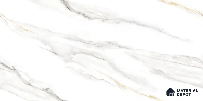 Endless Marble Floor & Wall Tile TL 10863 Cromac Bianco 4 ft x 2 ft Glossy Finish Vitrified Tile - 9 mm | 6 Random Designs | Suitable for Living Room, Bedroom & Kitchen