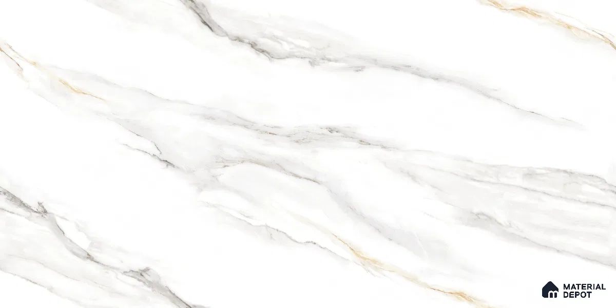 Endless Marble Floor & Wall Tile TL 10863 Cromac Bianco 4 ft x 2 ft Glossy Finish Vitrified Tile - 9 mm | 6 Random Designs | Suitable for Living Room, Bedroom & Kitchen
