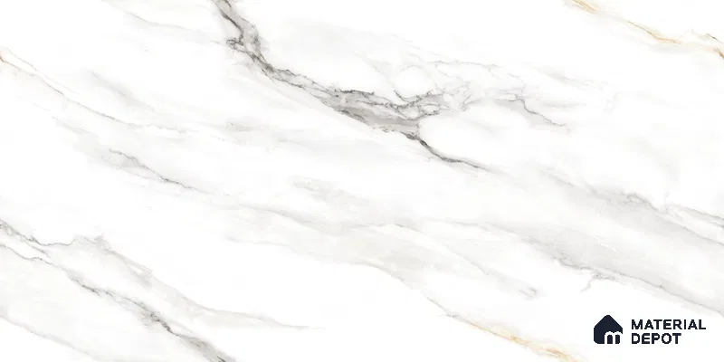 Endless Marble Floor & Wall Tile TL 10863 Cromac Bianco 4 ft x 2 ft Glossy Finish Vitrified Tile - 9 mm | 6 Random Designs | Suitable for Living Room, Bedroom & Kitchen