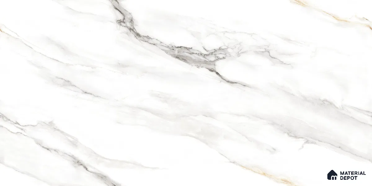 Endless Marble Floor & Wall Tile TL 10863 Cromac Bianco 4 ft x 2 ft Glossy Finish Vitrified Tile - 9 mm | 6 Random Designs | Suitable for Living Room, Bedroom & Kitchen