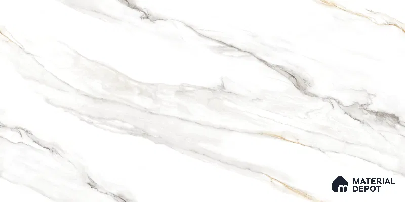 Endless Marble Floor & Wall Tile TL 10863 Cromac Bianco 4 ft x 2 ft Glossy Finish Vitrified Tile - 9 mm | 6 Random Designs | Suitable for Living Room, Bedroom & Kitchen
