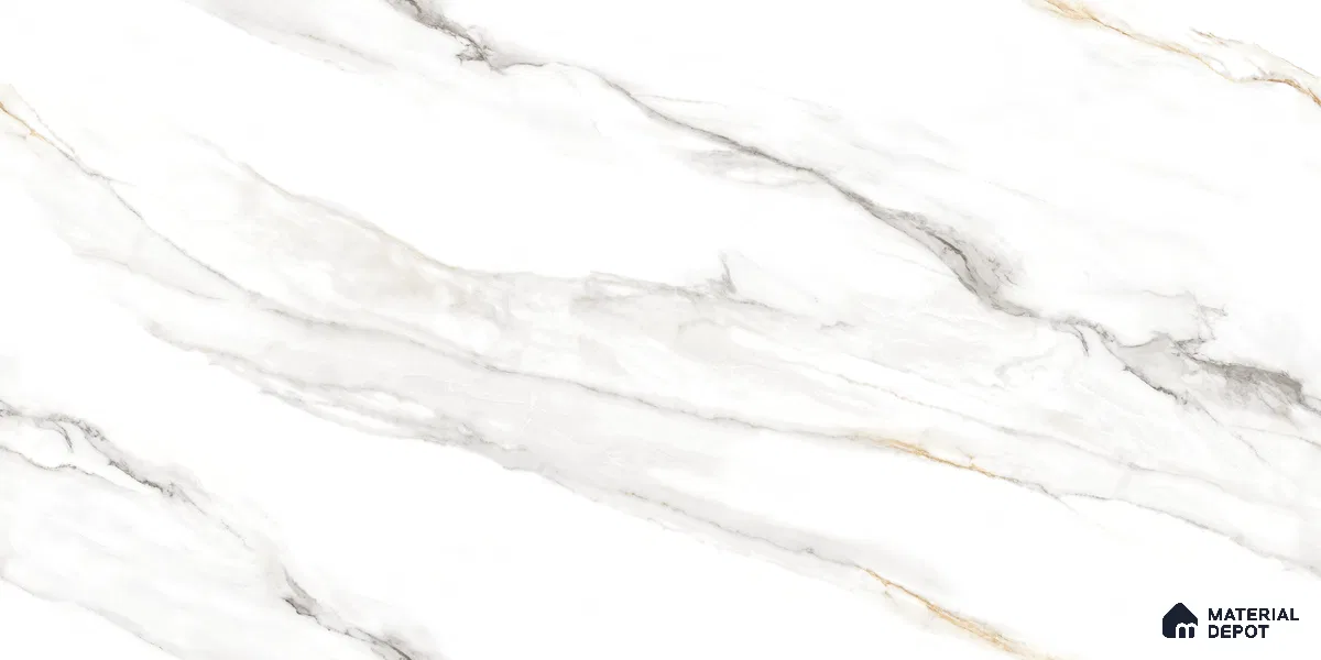 Endless Marble Floor & Wall Tile TL 10863 Cromac Bianco 4 ft x 2 ft Glossy Finish Vitrified Tile - 9 mm | 6 Random Designs | Suitable for Living Room, Bedroom & Kitchen