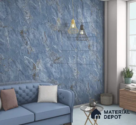 Endless Marble Floor & Wall Tile TL 10870 Ileum Blue 4 ft x 2 ft High Gloss Finish Vitrified Tile - 9 mm | 5 Random Designs | Suitable for Living Room, Bedroom & Kitchen