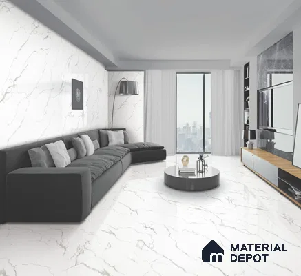 Endless Marble Floor & Wall Tile TL 10867 Venato Bianco 4 ft x 2 ft Glossy Finish Vitrified Tile - 9 mm | 7 Random Designs | Suitable for Living Room, Bedroom & Kitchen