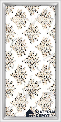 Floral Wall Tile TL 12276 Elegant White Frame Decore 4 ft x 2 ft Sugar + (Glossy Granula/Glue) Finish Vitrified Tile - 9 mm | Suitable for Bathroom, Accent/Feature Wall, Dining Area