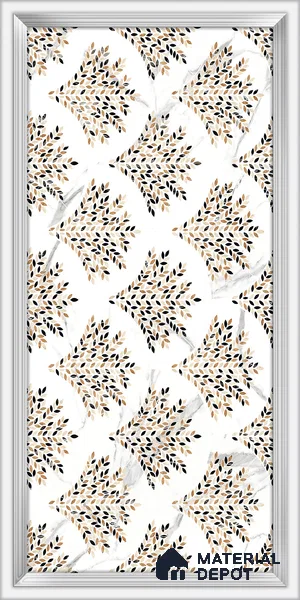 Floral Wall Tile TL 12276 Elegant White Frame Decore 4 ft x 2 ft Sugar + (Glossy Granula/Glue) Finish Vitrified Tile - 9 mm | Suitable for Bathroom, Accent/Feature Wall, Dining Area