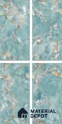 Endless Marble Floor & Wall Tile TL 10866 Radiance Aqua 4 ft x 2 ft Glossy Finish Vitrified Tile - 9 mm | 4 Random Designs | Suitable for Living Room, Bedroom & Kitchen