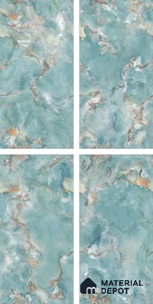 Endless Marble Floor & Wall Tile TL 10866 Radiance Aqua 4 ft x 2 ft Glossy Finish Vitrified Tile - 9 mm | 4 Random Designs | Suitable for Living Room, Bedroom & Kitchen