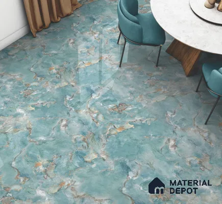 Endless Marble Floor & Wall Tile TL 10866 Radiance Aqua 4 ft x 2 ft Glossy Finish Vitrified Tile - 9 mm | 4 Random Designs | Suitable for Living Room, Bedroom & Kitchen