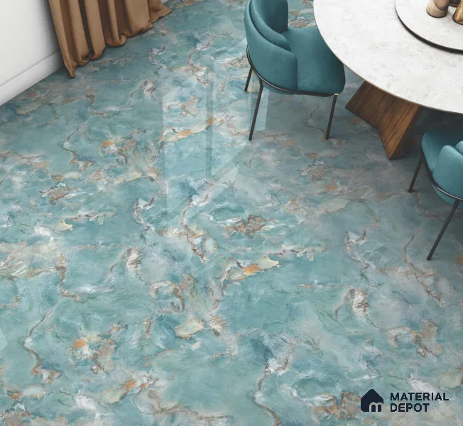 Endless Marble Floor & Wall Tile TL 10866 Radiance Aqua 4 ft x 2 ft Glossy Finish Vitrified Tile - 9 mm | 4 Random Designs | Suitable for Living Room, Bedroom & Kitchen