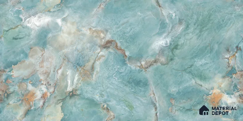 Endless Marble Floor & Wall Tile TL 10866 Radiance Aqua 4 ft x 2 ft Glossy Finish Vitrified Tile - 9 mm | 4 Random Designs | Suitable for Living Room, Bedroom & Kitchen