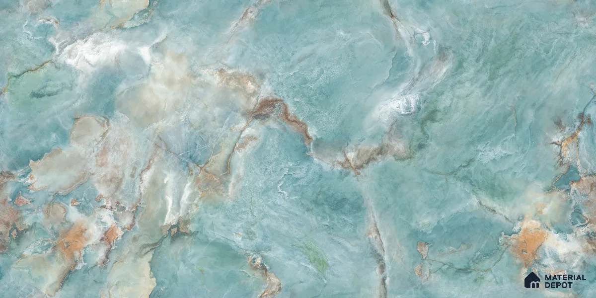 Endless Marble Floor & Wall Tile TL 10866 Radiance Aqua 4 ft x 2 ft Glossy Finish Vitrified Tile - 9 mm | 4 Random Designs | Suitable for Living Room, Bedroom & Kitchen