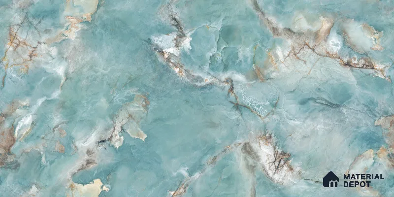 Endless Marble Floor & Wall Tile TL 10866 Radiance Aqua 4 ft x 2 ft Glossy Finish Vitrified Tile - 9 mm | 4 Random Designs | Suitable for Living Room, Bedroom & Kitchen