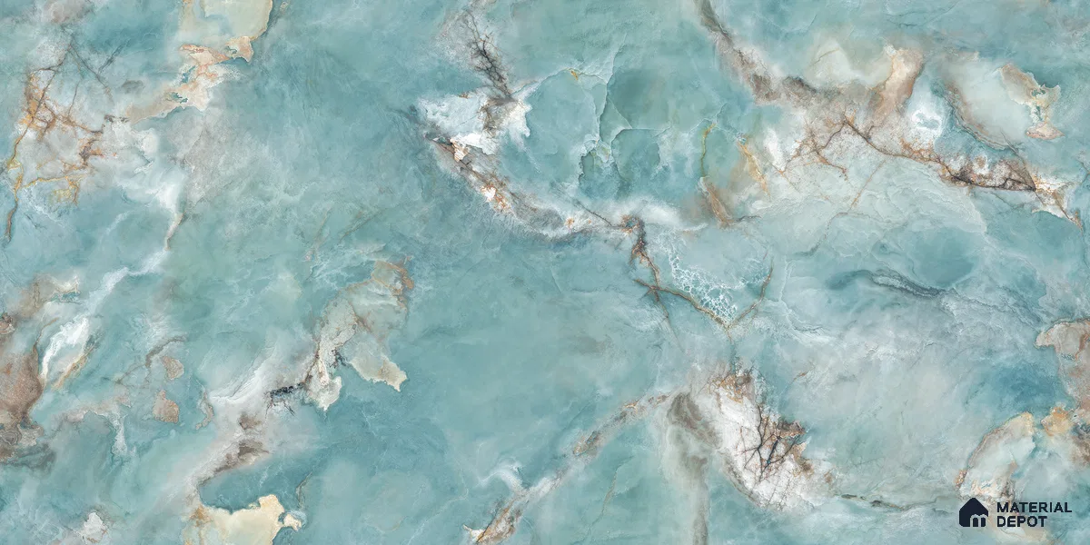 Endless Marble Floor & Wall Tile TL 10866 Radiance Aqua 4 ft x 2 ft Glossy Finish Vitrified Tile - 9 mm | 4 Random Designs | Suitable for Living Room, Bedroom & Kitchen